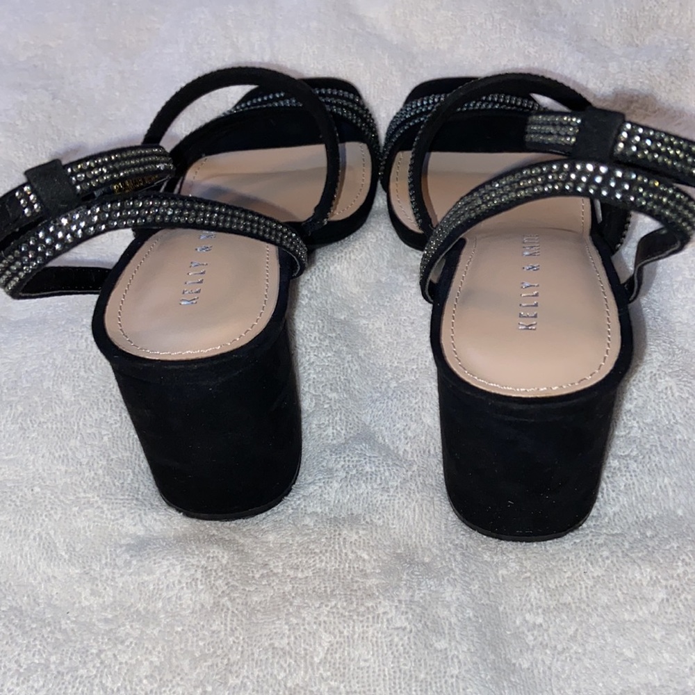 Black Rhinestone Stack Heels - image 3